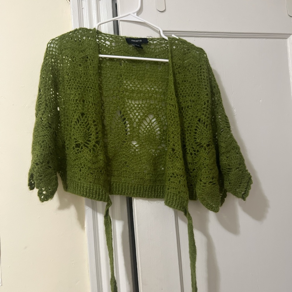 mohair crochet tie front top